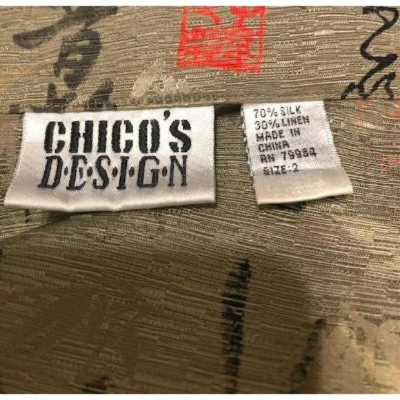 CHICO'S Design Oriental Print Nehru Jacket Topper - Picture 5 of 7